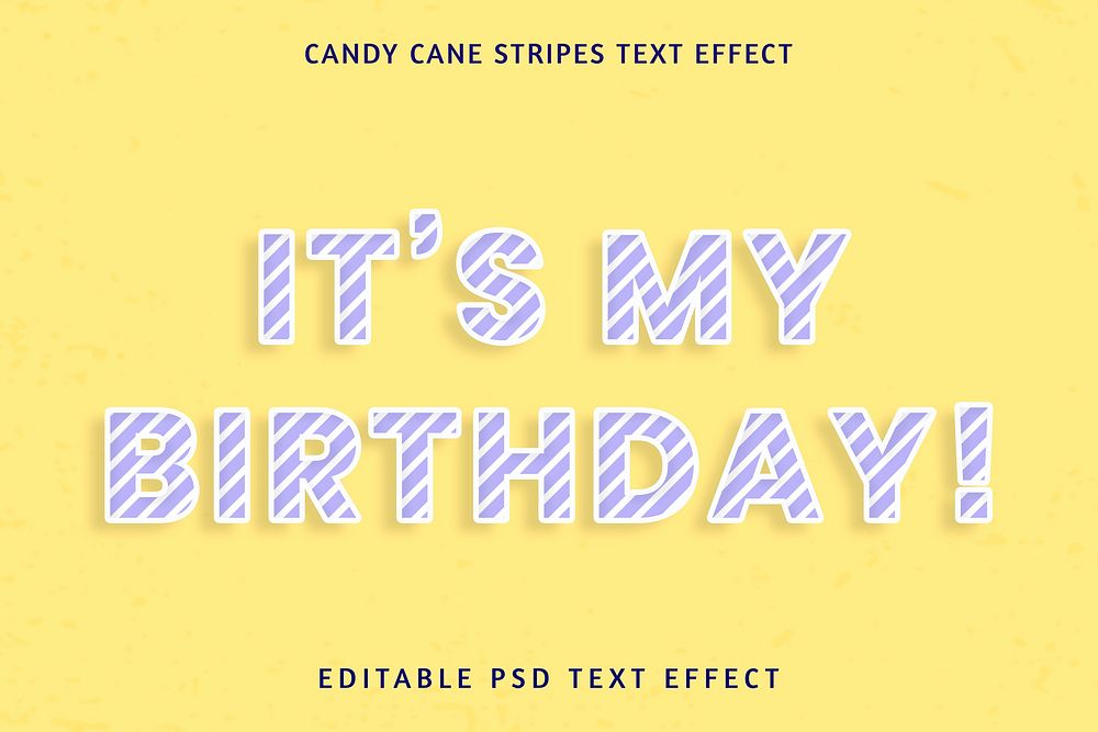 Birthday candy cane editable text effect template psd