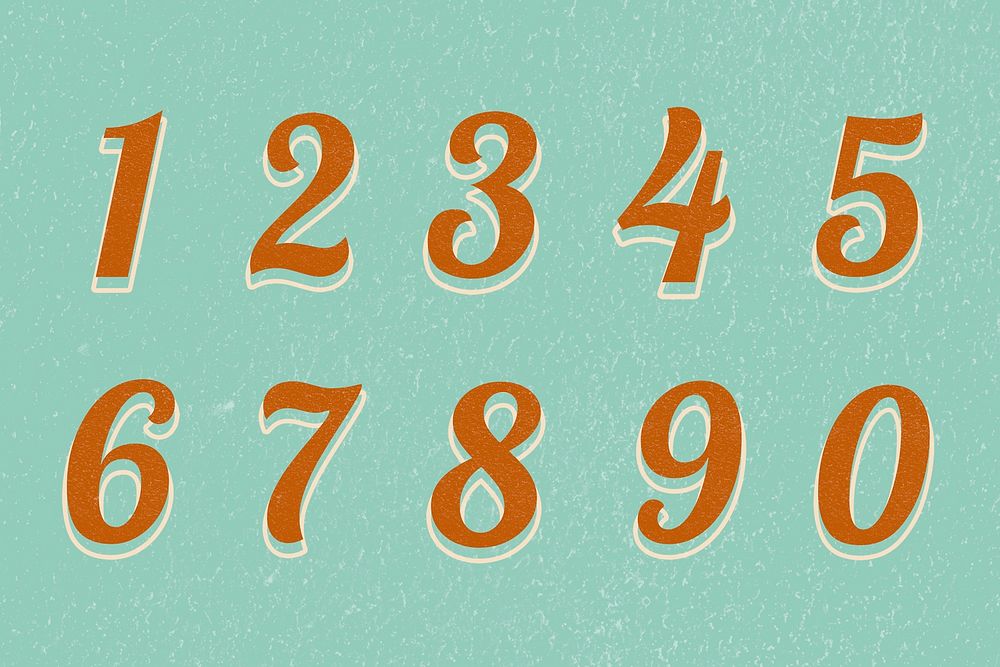Numbers psd retro typography font printable