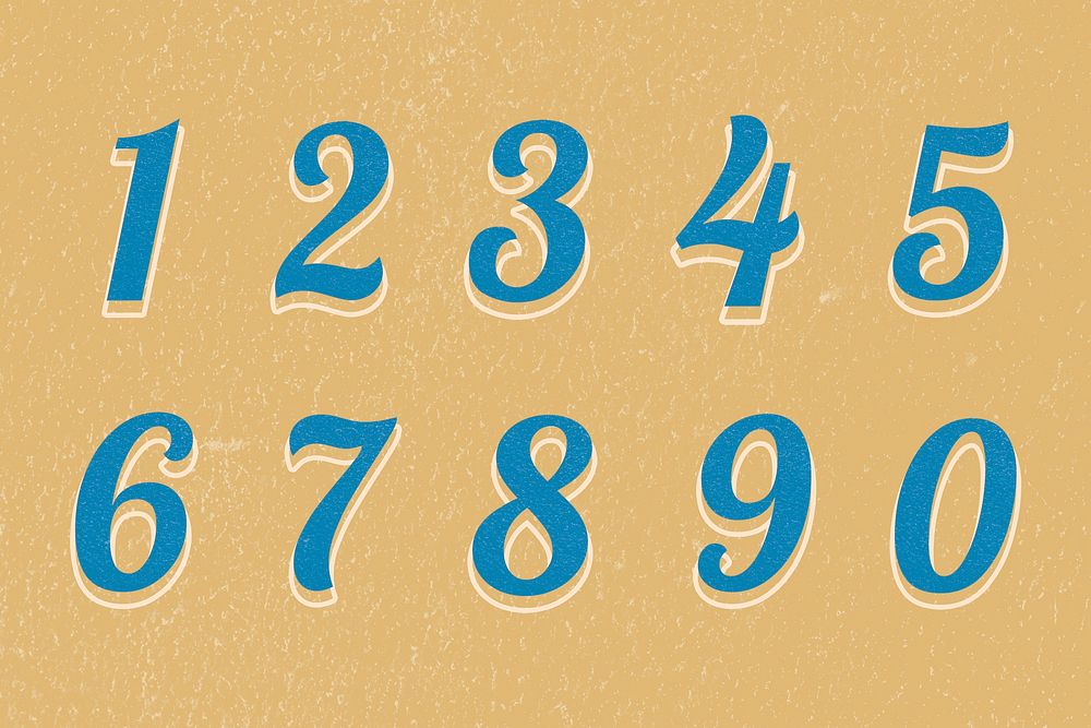 Printable numbers psd set bold font typography