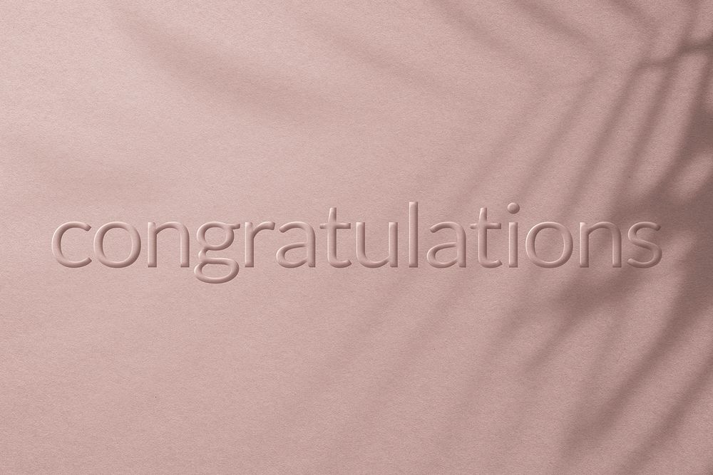 Word congratulations embossed typography style