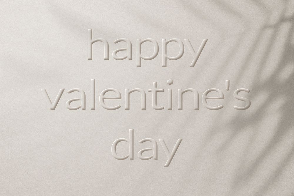 Word greeting happy valentine's day embossed typography design