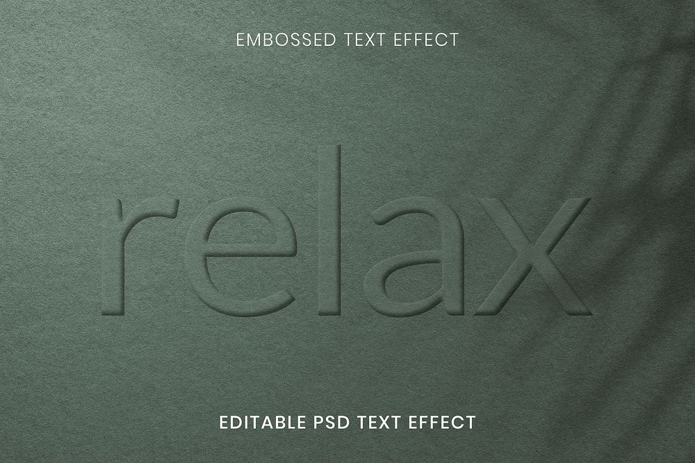 Word embossed editable psd text effect on green