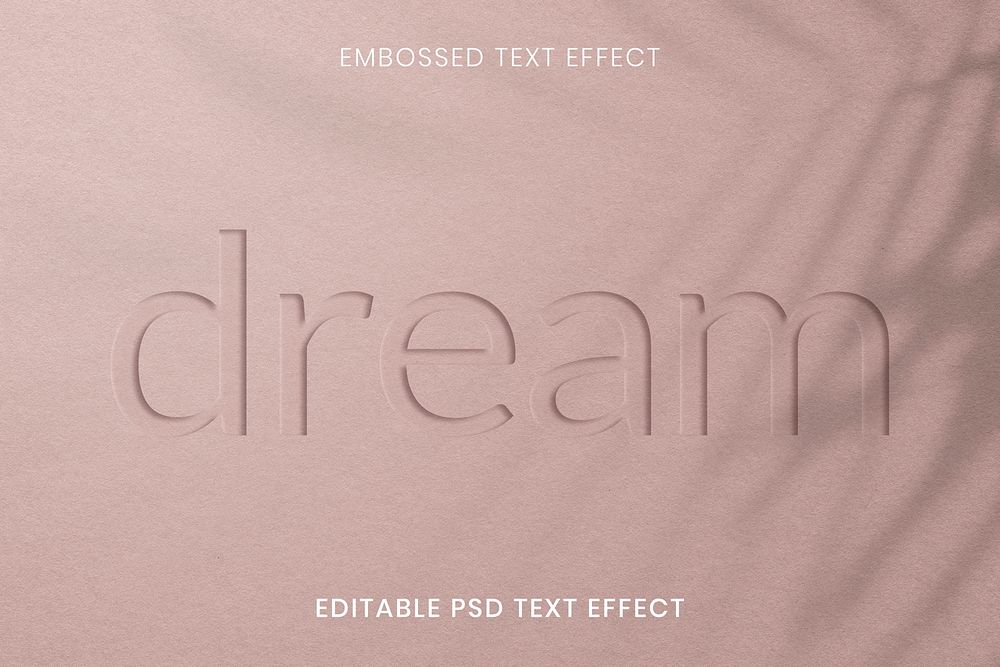 Word embossed editable psd text effect on pink