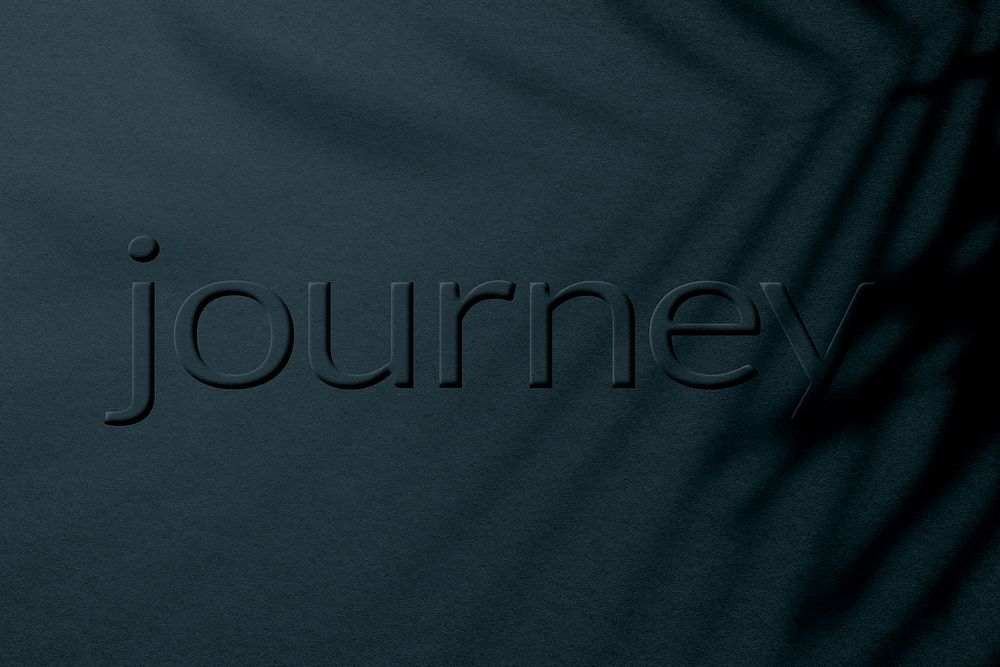 Journey word embossed plant shadow textured font