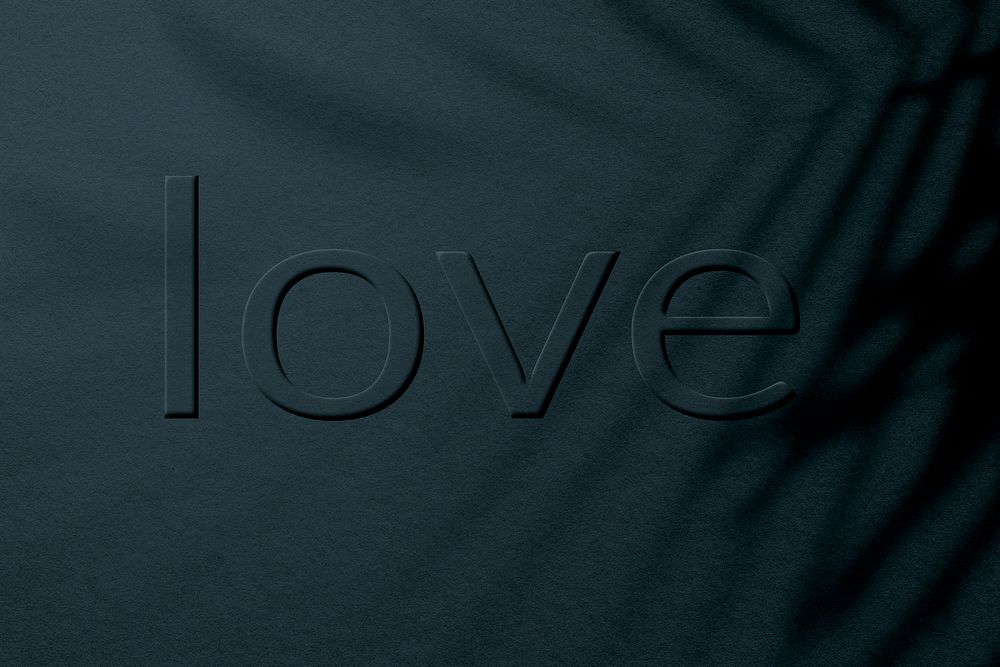 Word love embossed textured typography