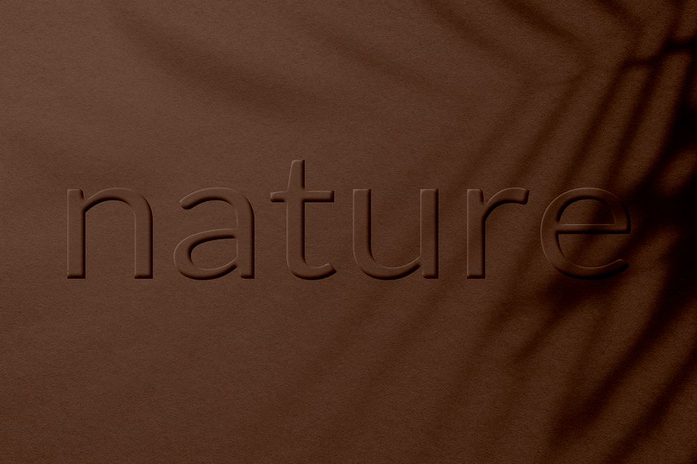 Plant shadow textured embossed nature word typography