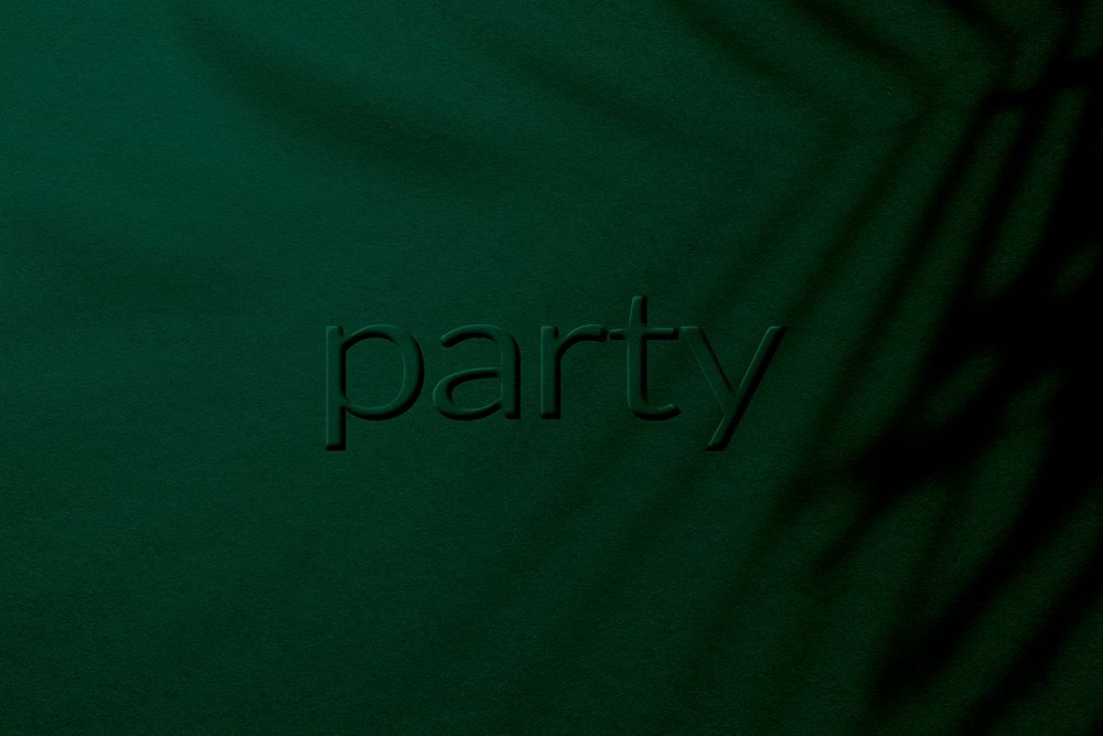 Party word embossed concrete colored texture