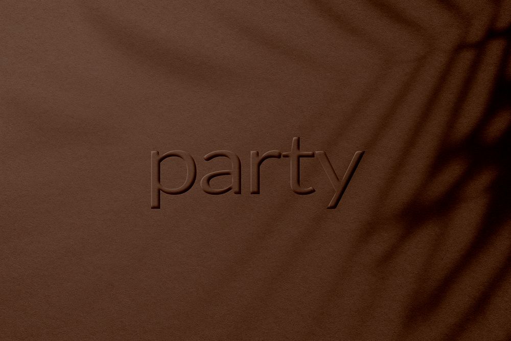 Party word embossed concrete colored texture