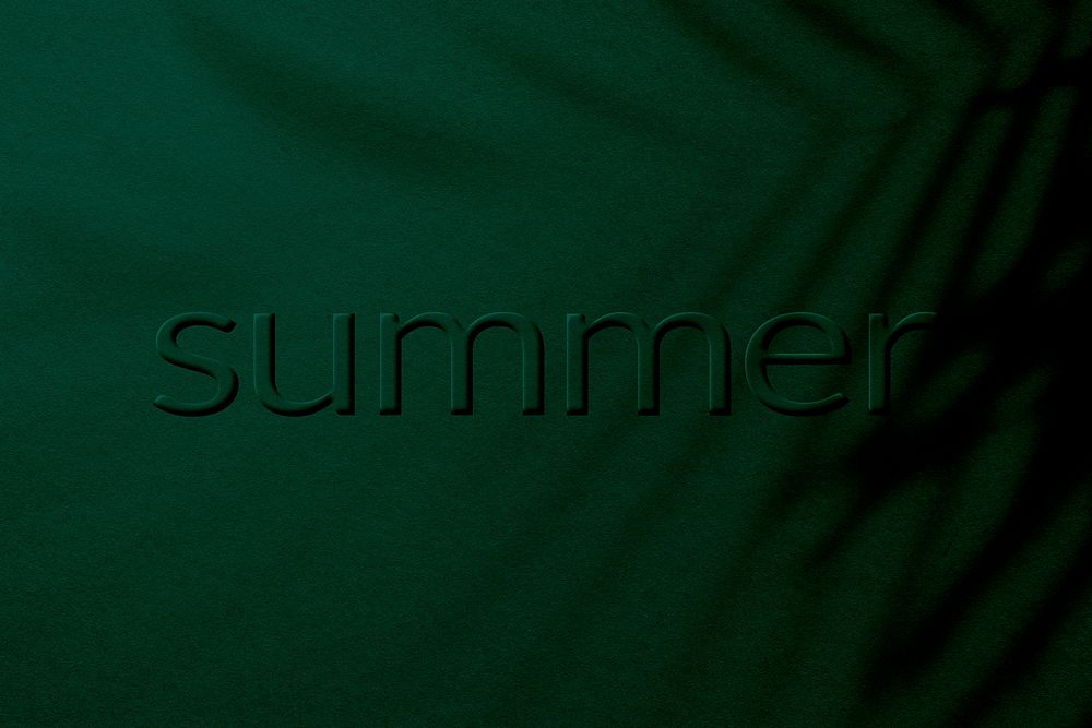 Embossed summer letter plant shadow textured backdrop typography