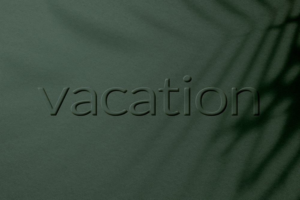 Word vacation embossed textured typography