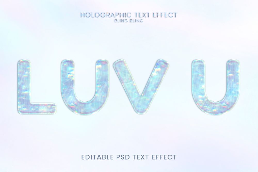 Holographic text effect editable psd template 