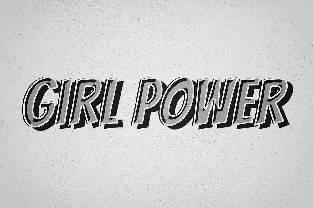 Girl power retro style png typography