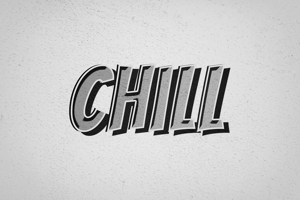 Chill word comic font retro typography