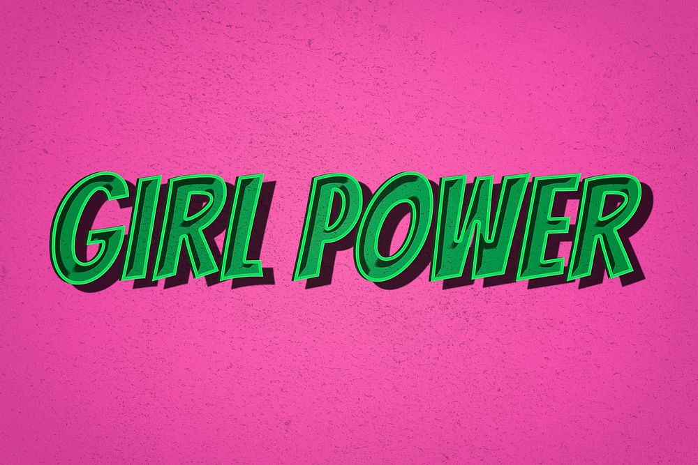 Girl power retro message typography on pink