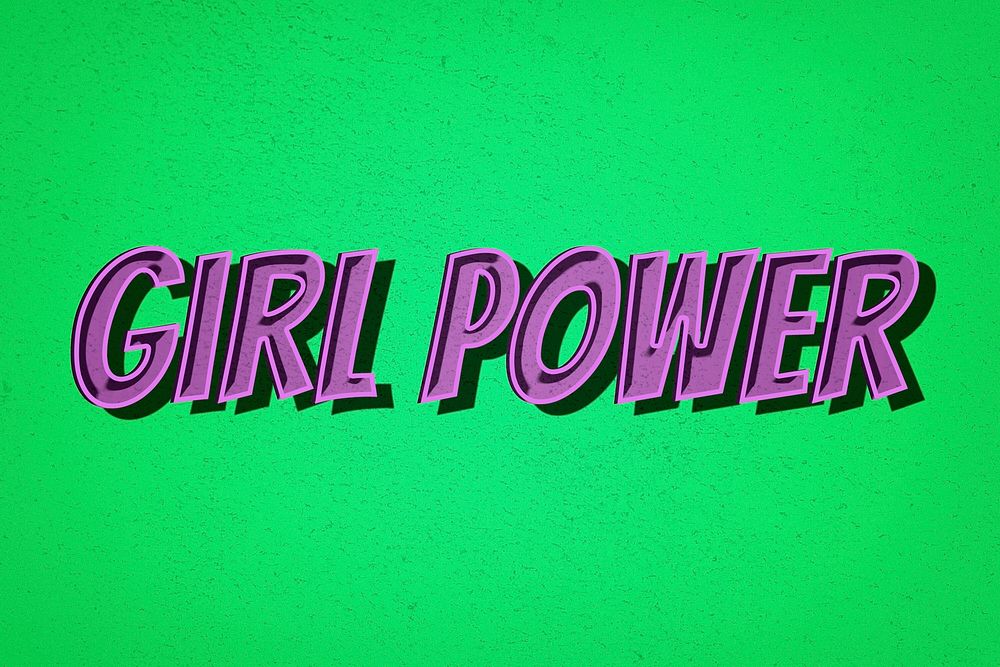 Girl power retro style typography on green