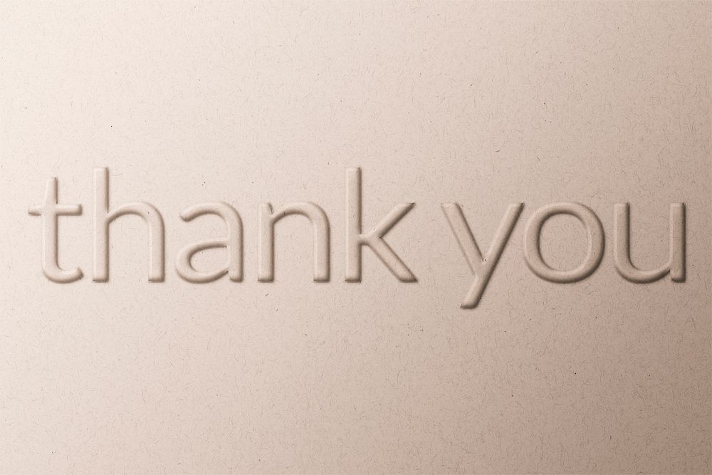 Thank you gratitude message typography emboss style 