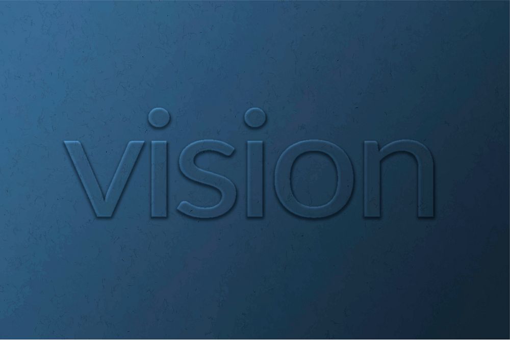 Vision emboss typography vector on paper texture