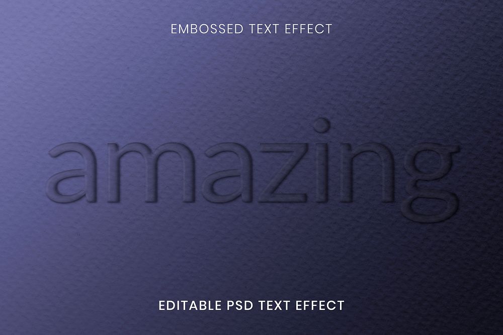 Embossed editable psd text effect template purple paper textured background
