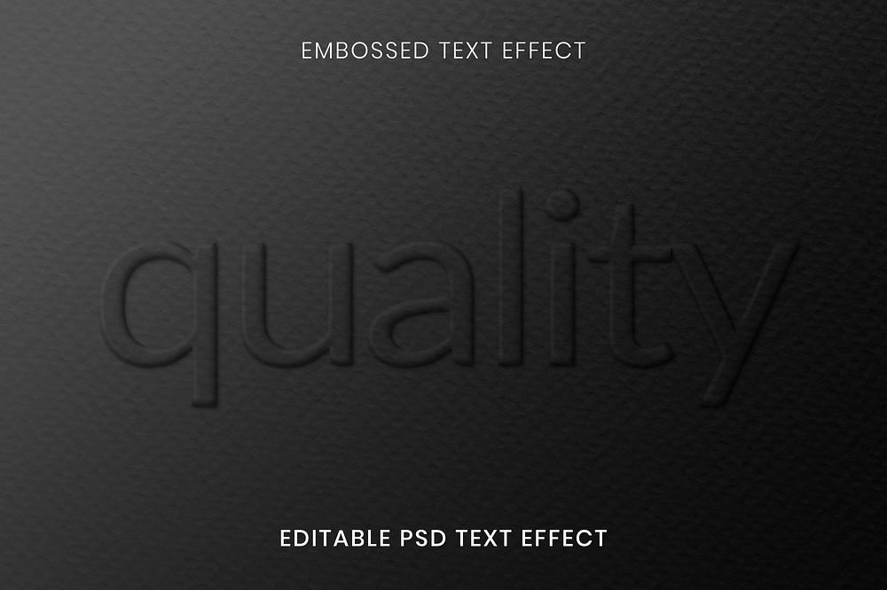 Embossed editable psd text effect template dark paper textured background