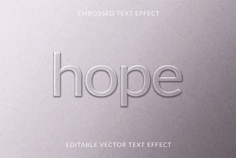 Embossed editable vector text effect template gray paper textured background