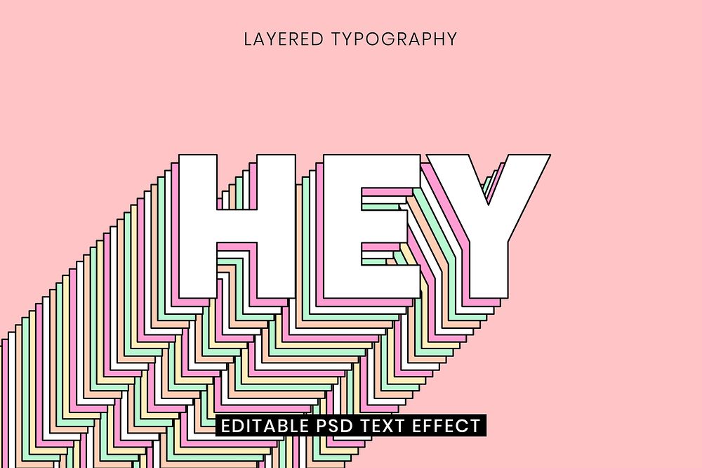 Layered editable text effect template 3d typography psd