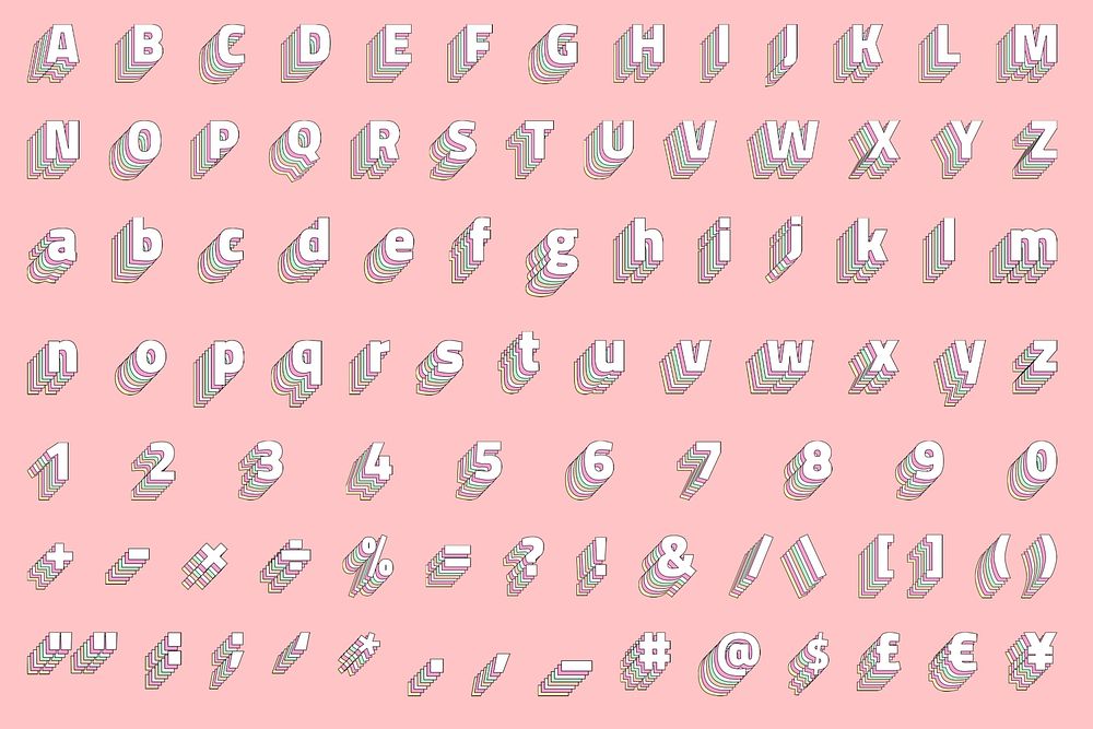 Pastel vintage Alphabet set layered stylized typeface
