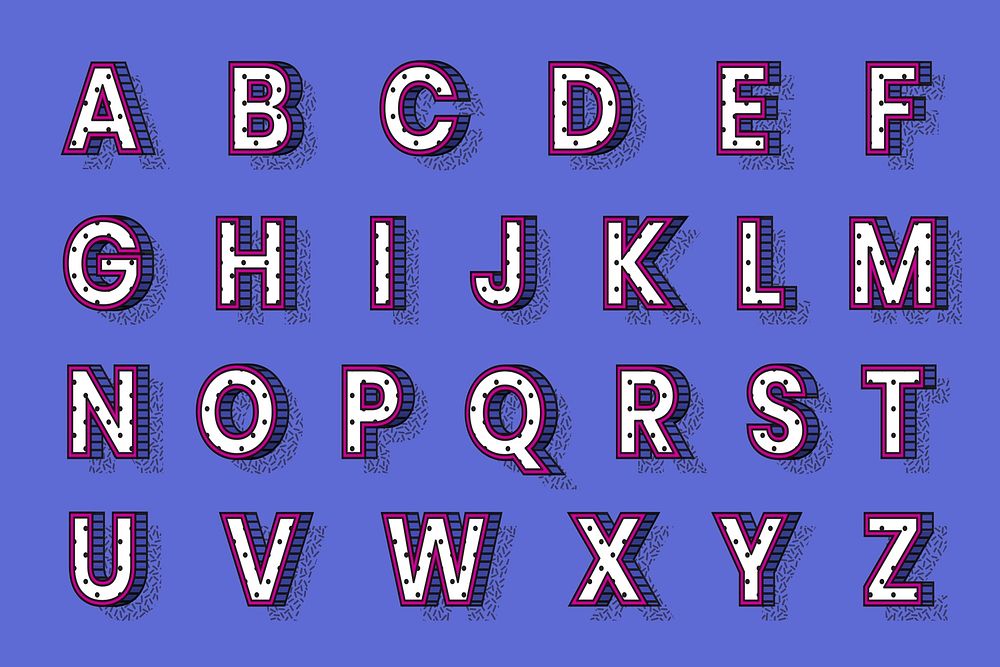 3D alphabet psd isometric halftone style typography