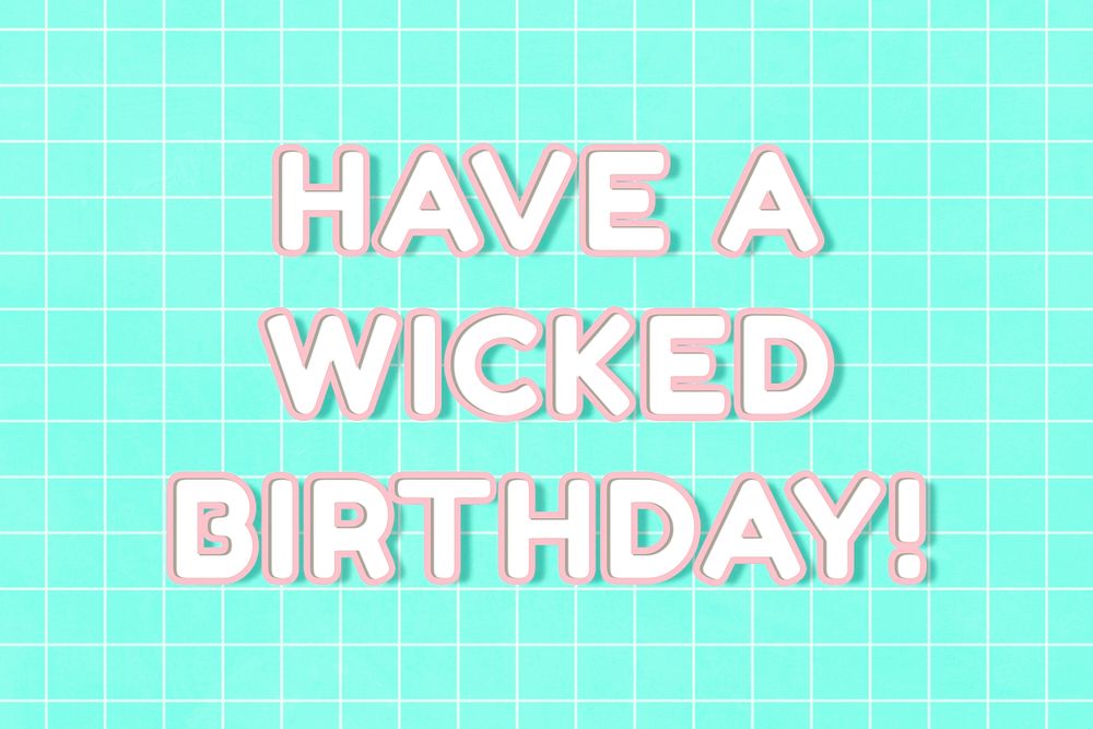 Neon miami outline 80's have a wicked birthday! bold font grid background