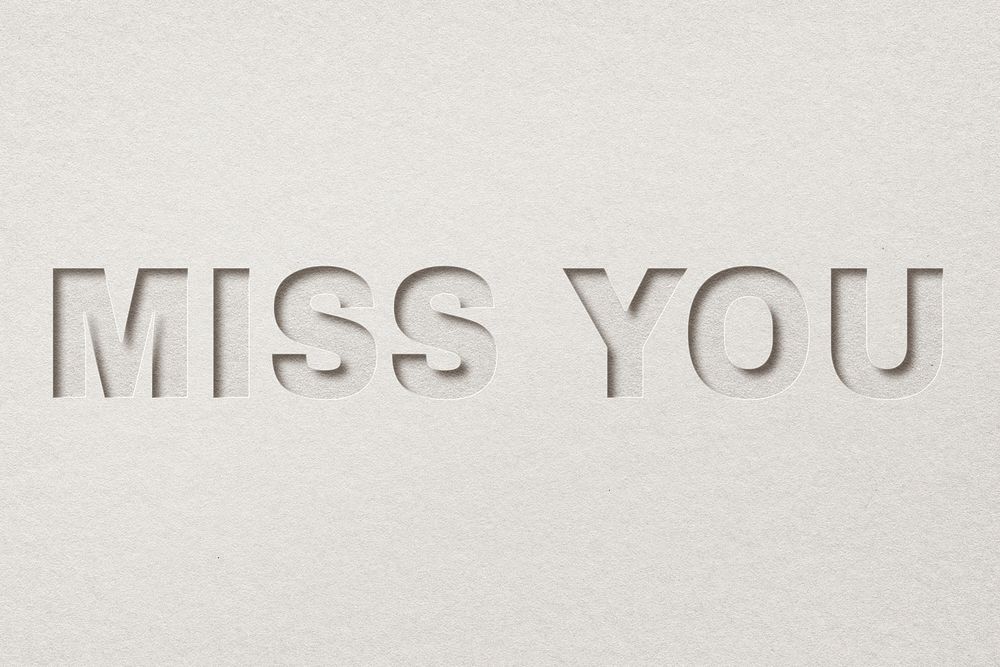 Miss you paper cut font typography