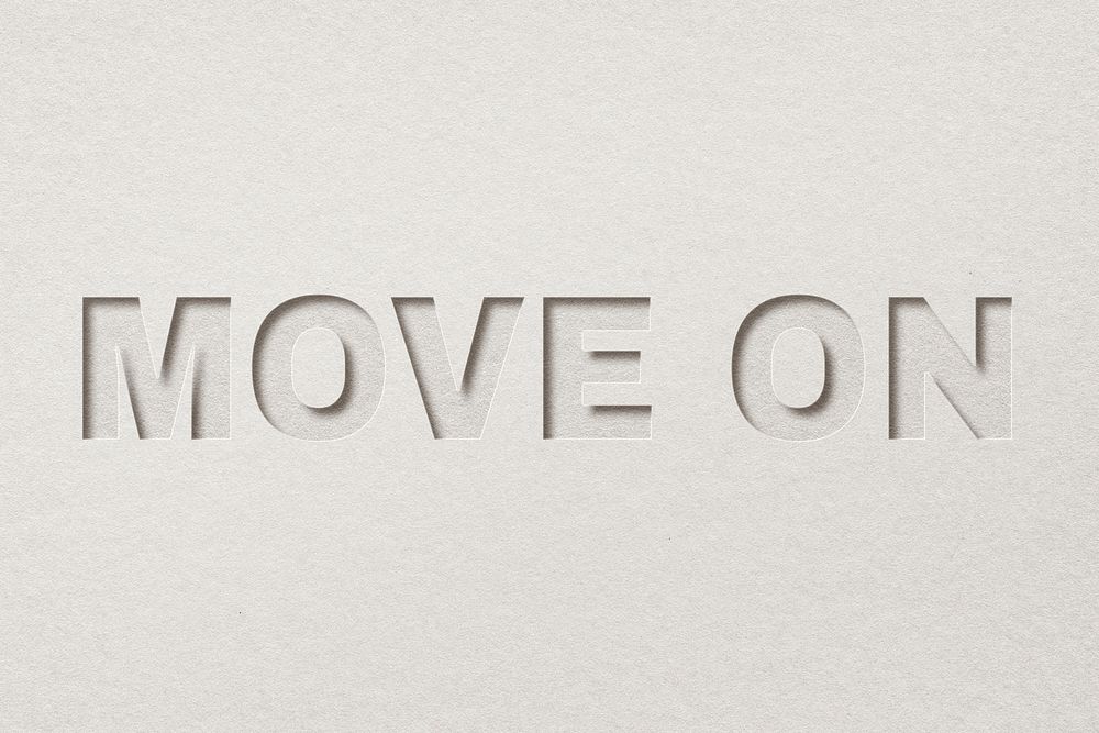 Paper cut move on word font typography