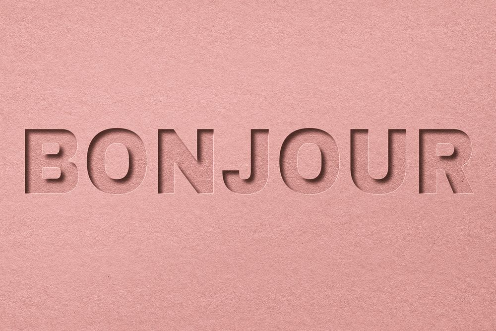 Bonjour paper cut lettering word art