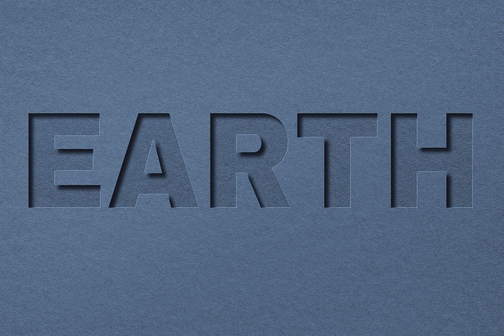Earth word paper cut font typography