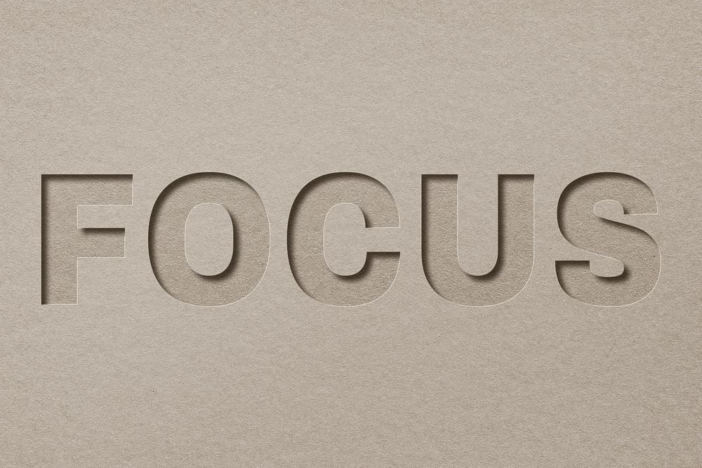 Focus paper cut lettering word art typography