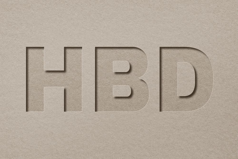 HBD paper cut lettering word art typography