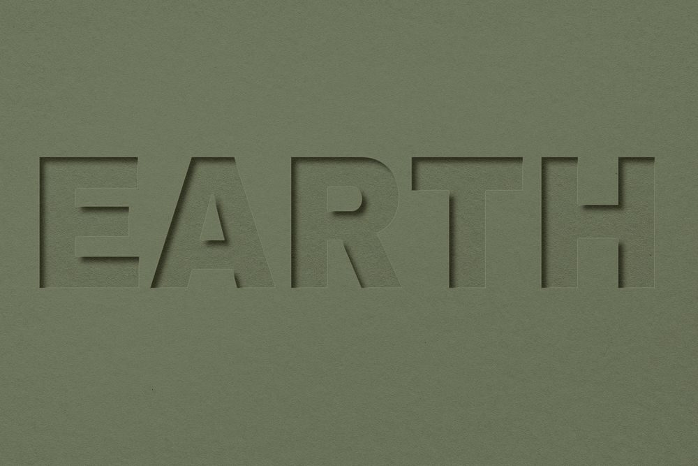 Earth word paper cut font shadow typography