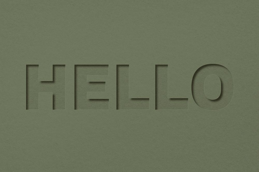 Hello word paper cut font shadow typography