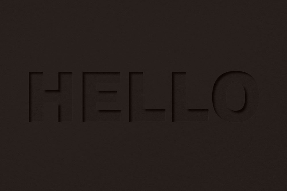 Hello word bold paper cut font typography