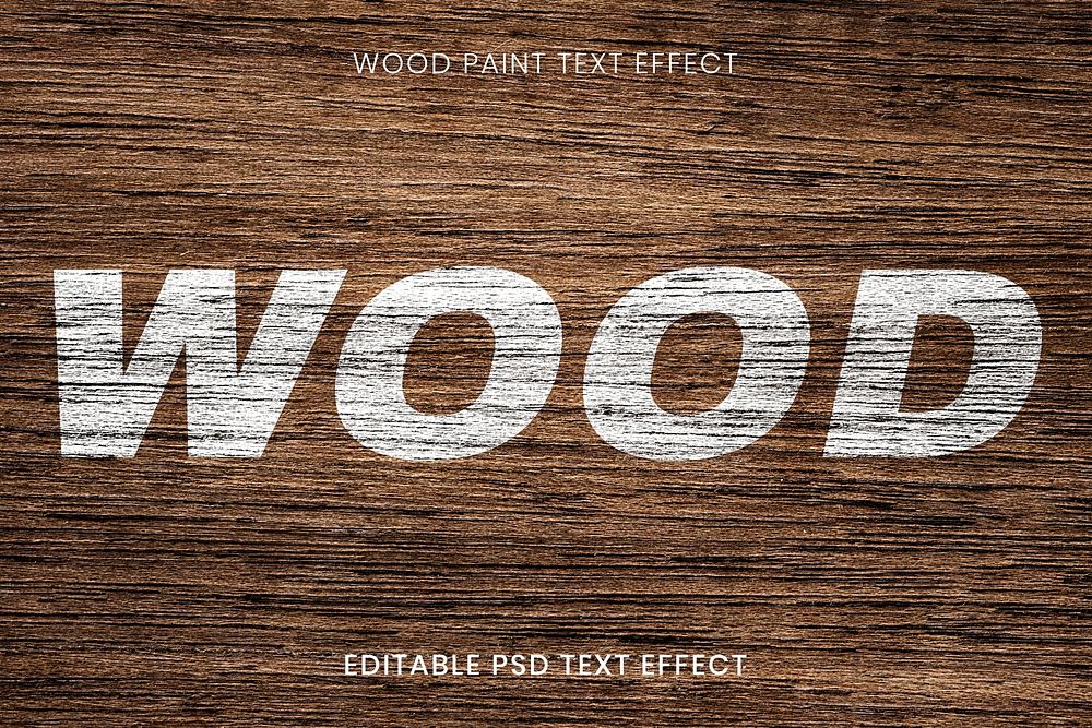 White paint print editable text effect template on wood texture background