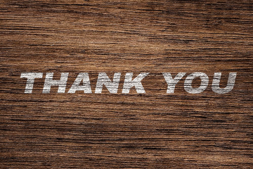 Thank you lettering typography brown wood texture