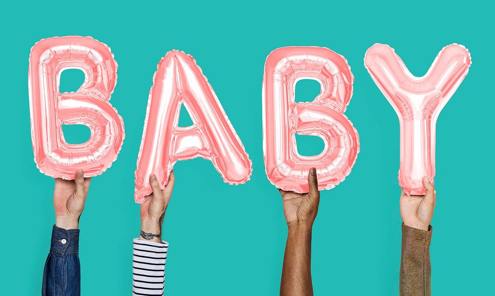 Hands Showing Baby Balloons Word 