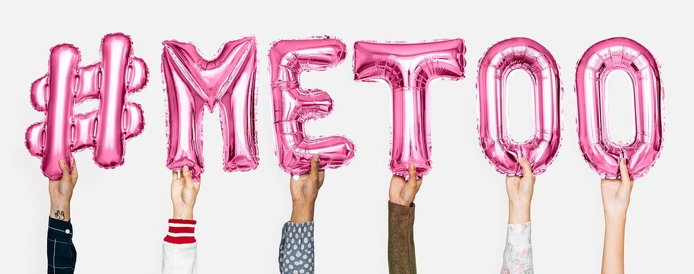Pink alphabet balloons forming the word #metoo