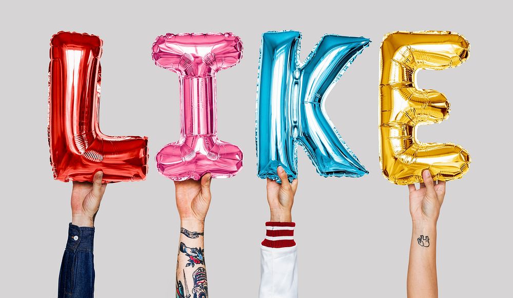 Colorful alphabet helium balloons forming the text like