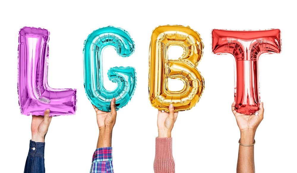 Colorful alphabet balloons forming the word LGBT