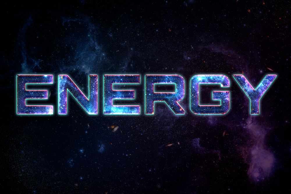 ENERGY word typography text on galaxy background