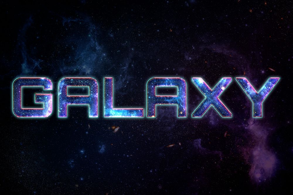 GALAXY word typography text on galaxy background