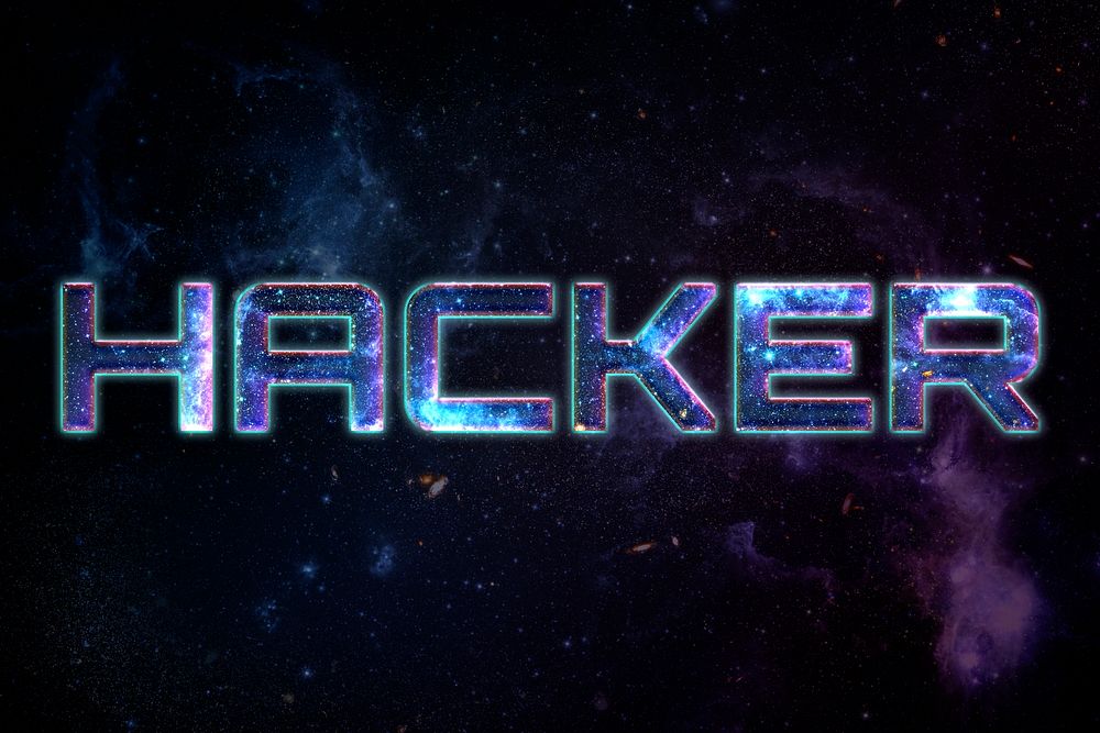 HACKER word typography text on galaxy background