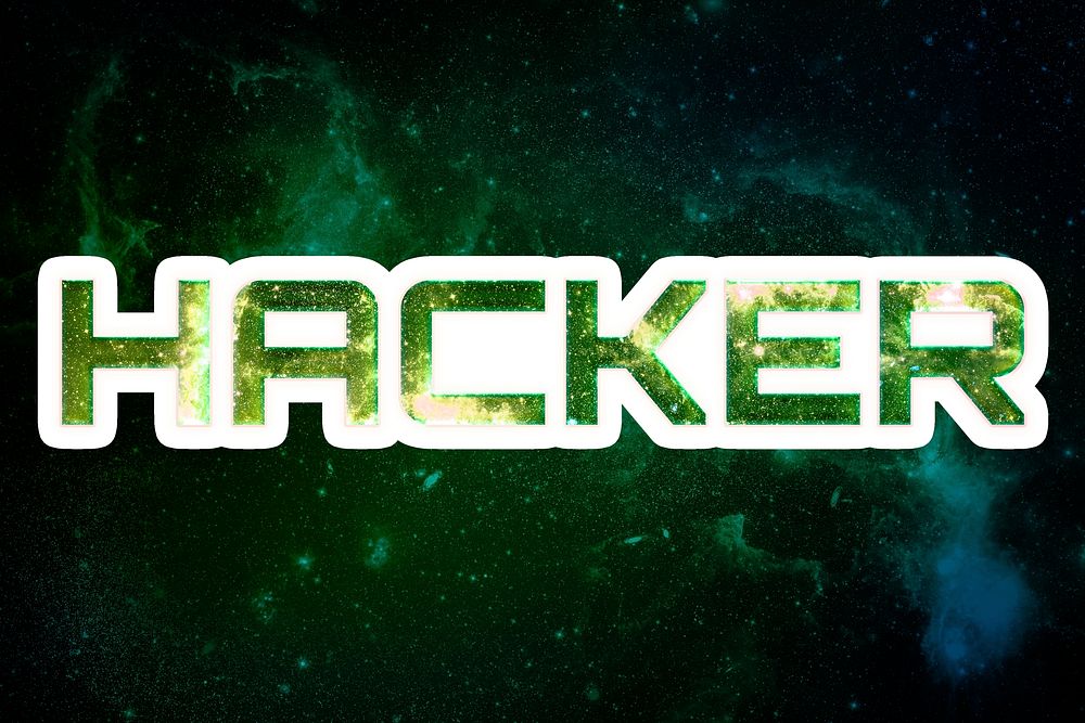Green HACKER galaxy psd sticker word typography
