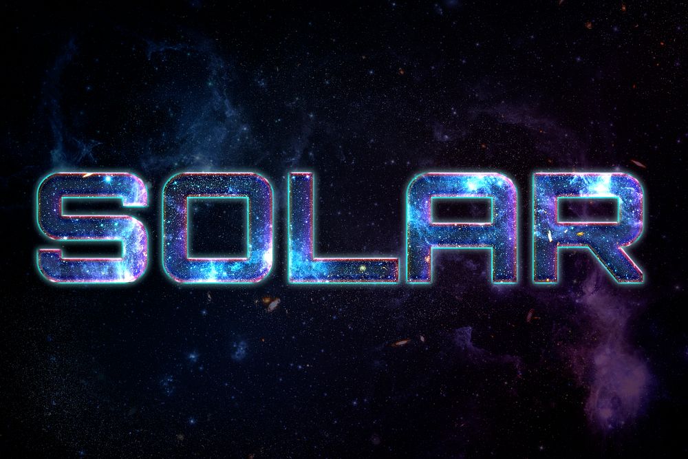 SOLAR word typography text on galaxy background