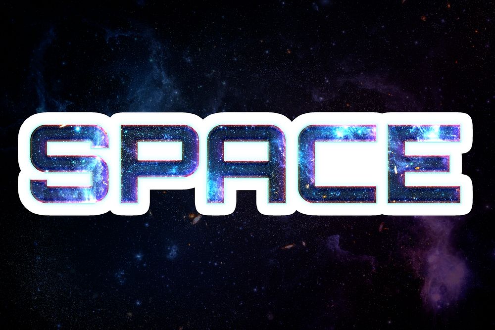 Blue SPACE psd stellar sticker word typography