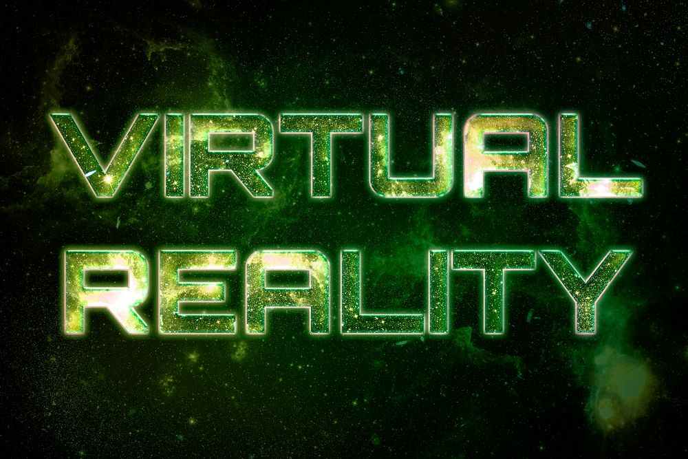 VIRTUAL REALITY word galaxy effect typography text